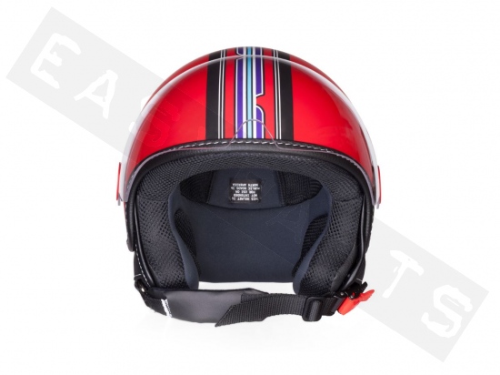 Piaggio Helm Demi Jet VESPA V-Stripes Rot (Visier geformt)